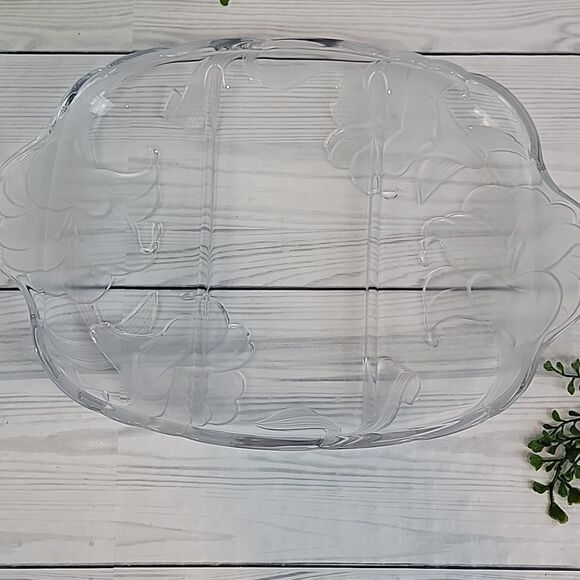 Crystal Clear Studios Lilly Glass Serving Tray Vintage 80s With Original Box - Picture 2 of 11